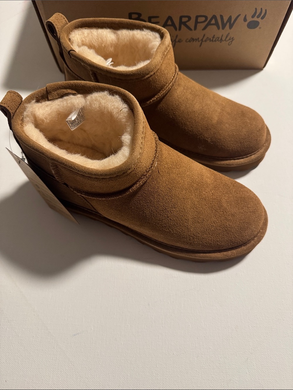 Bearpaw Suede Boots Womens 7 Shorty Brown Fleece